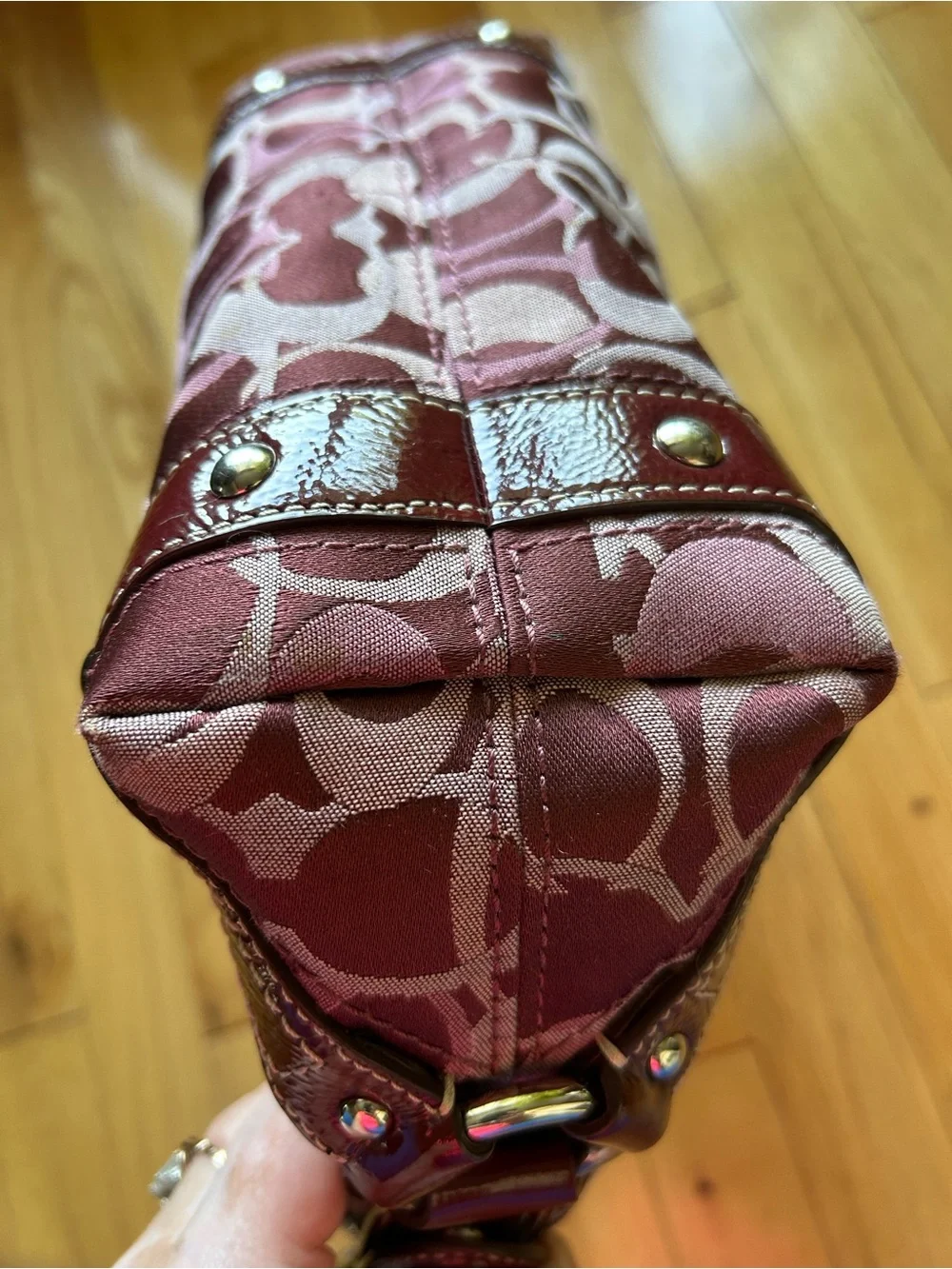 Coach Plum Logo Jacquard Shoulder Bag